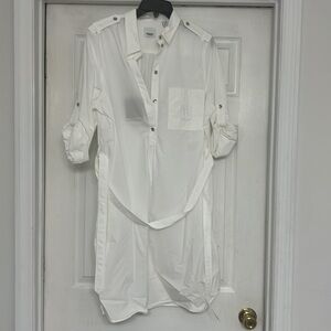Burberry Cotton Shirtdress with logo detail front pocket, NWT, size 14